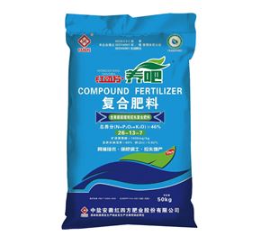 紅四方養吧增效控失肥46%（26-13-7）,適用于小麥、玉米、水稻等大田作物