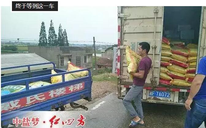 復合肥運輸車到了，趕緊卸貨